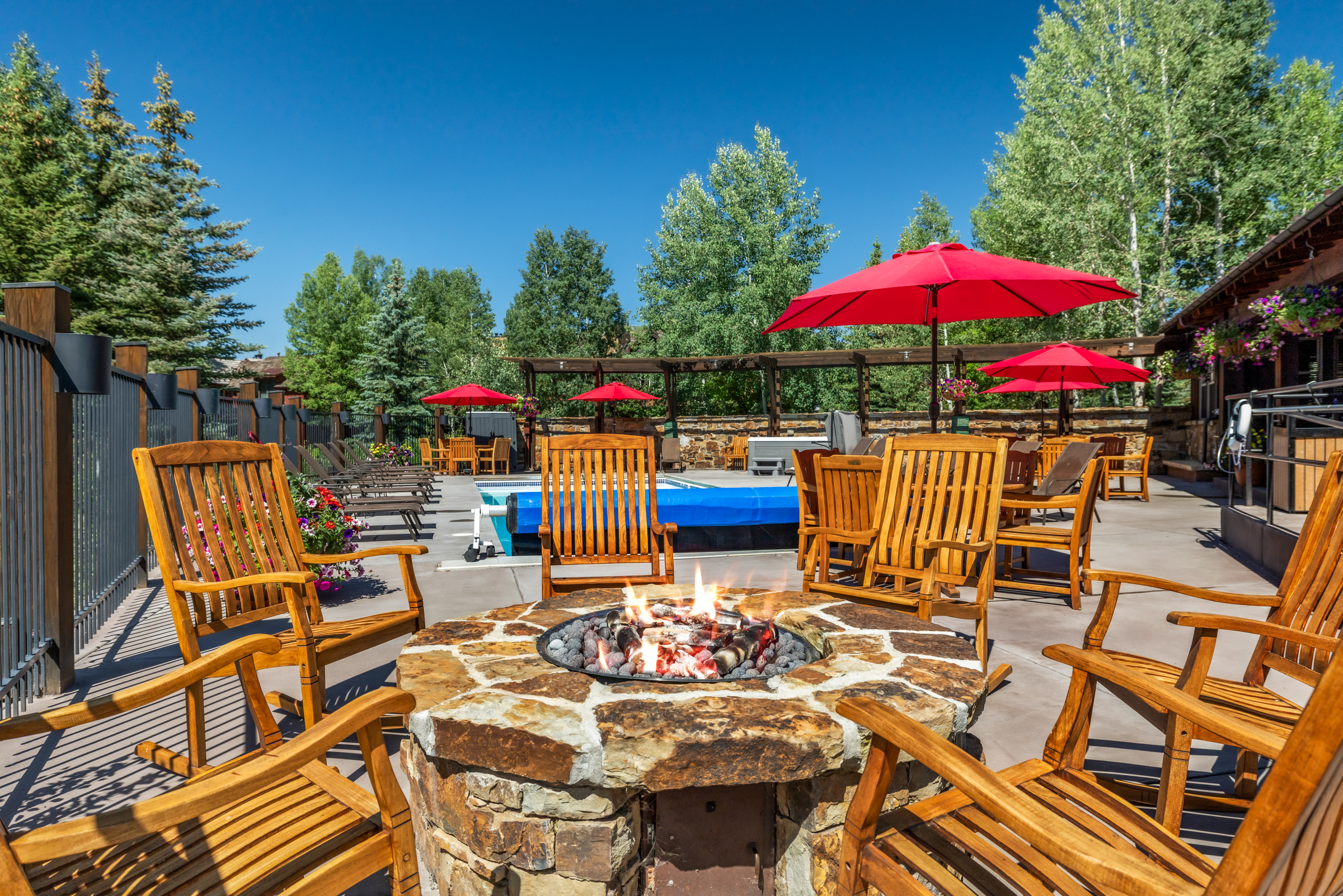 A community fire pit at The Porches