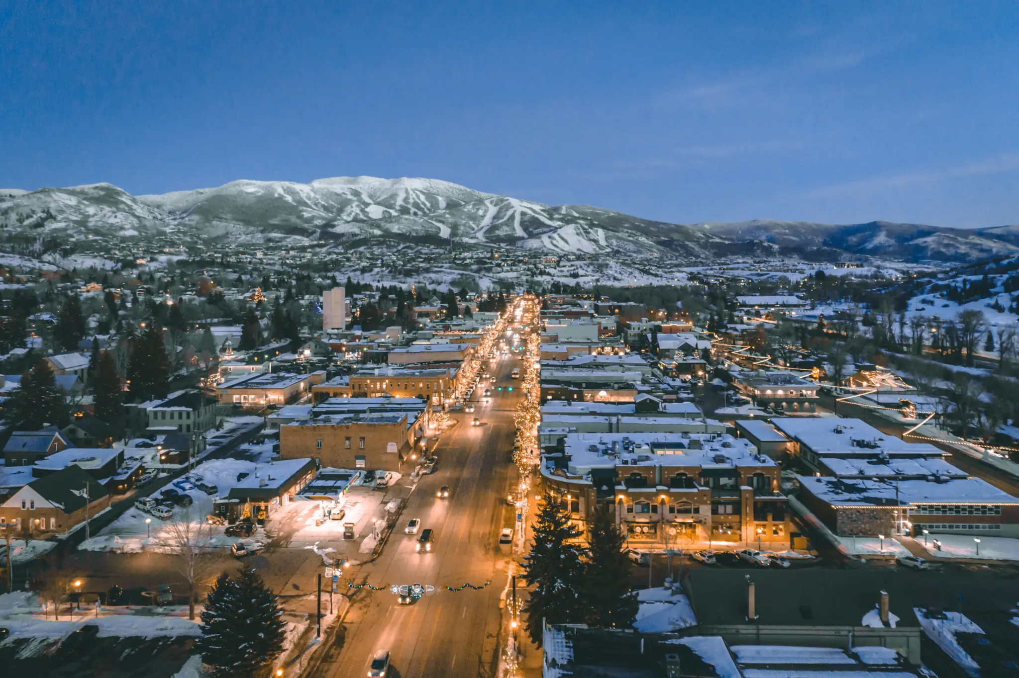 Nighttime view of Steamboat Springs
